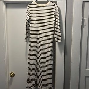 Blue and Off White Striped Dress